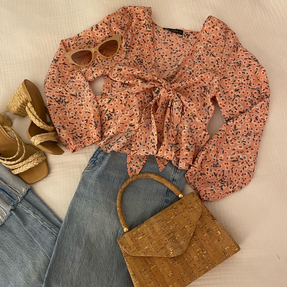 Zaful Pink Floral Blouse